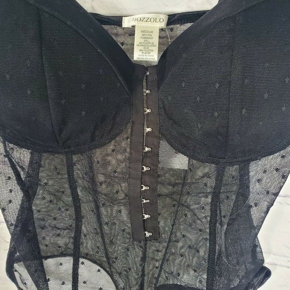 Bozzolo Women's Black Push Up Bra Bodysuit - Picture 4 of 6